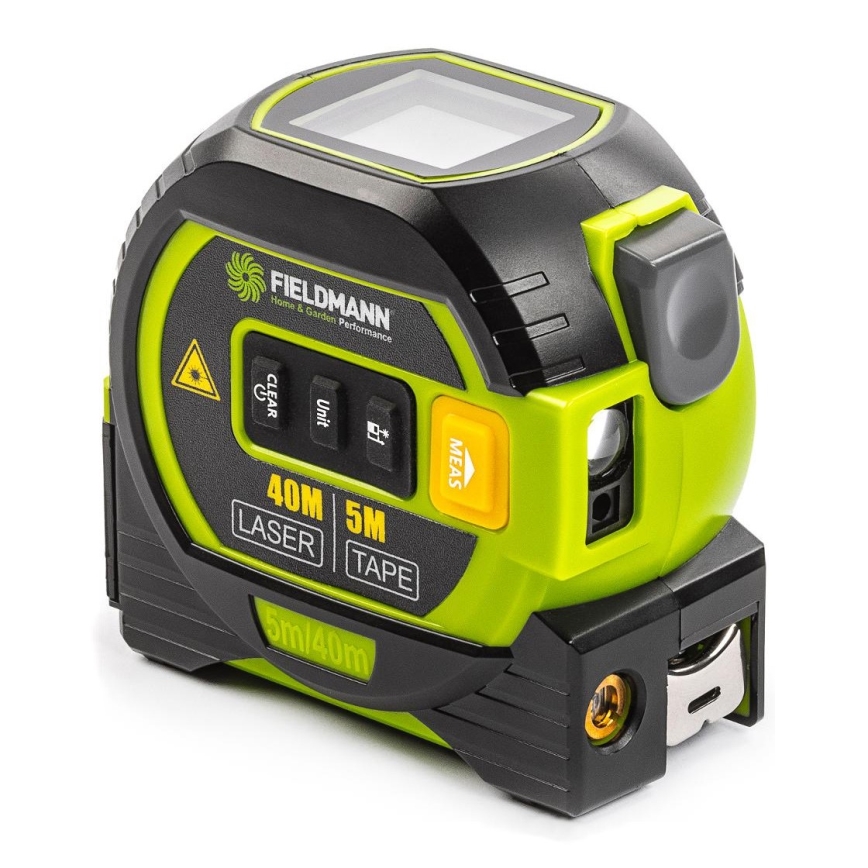 Fieldmann - Laserový merač vzdialenosti s LED displejom a zvinovacím metrom 2xAA
