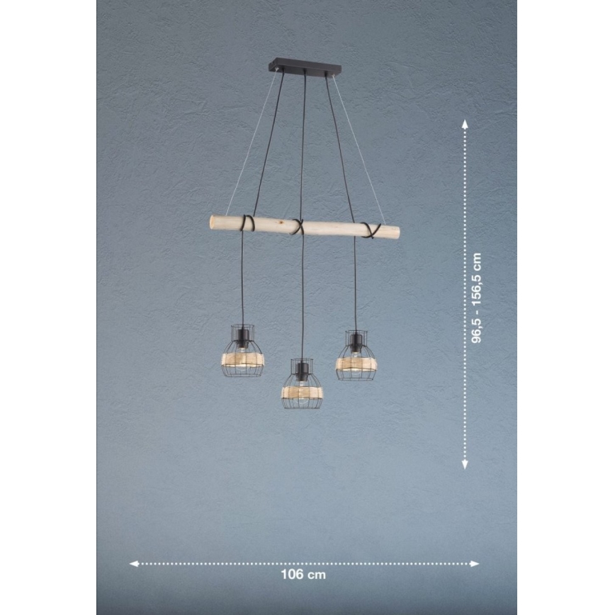 Fischer & Honsel 60798 - Luster na lanku STRAW 3xE27/40W/230V
