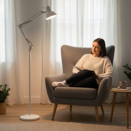 Flexibilná stojacia lampa AURIQ 1xE27/60W/230V 184 cm biela