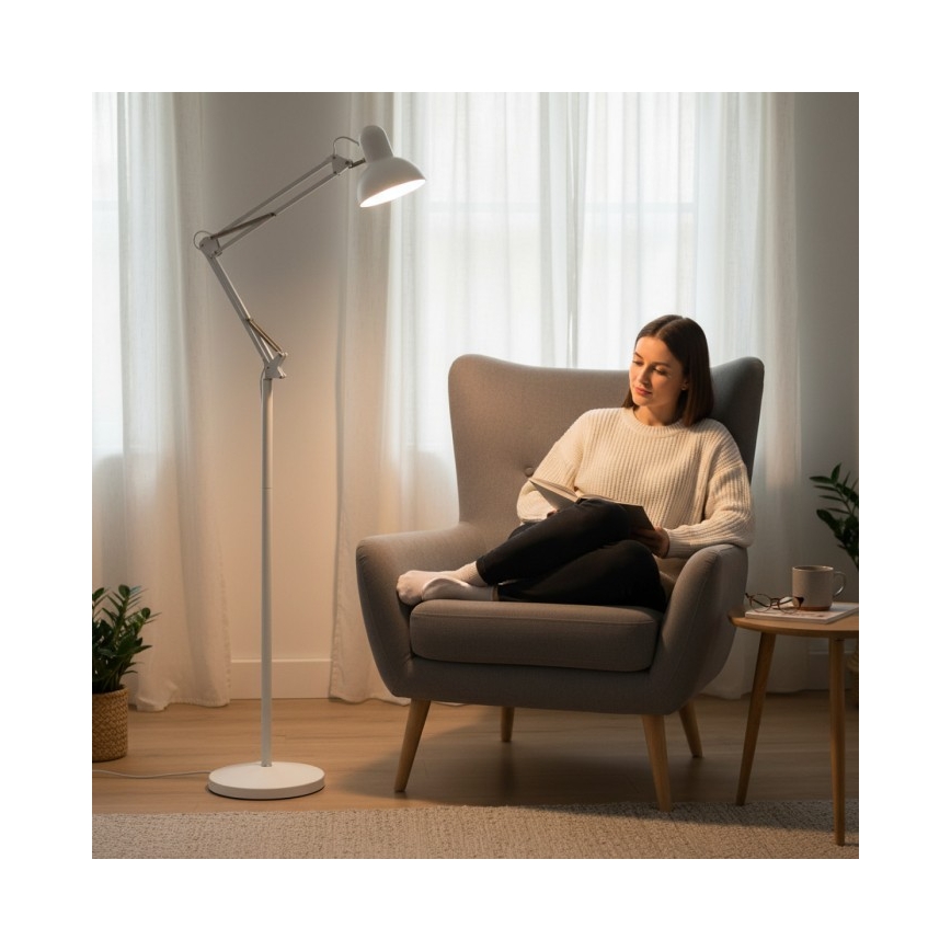 Flexibilná stojacia lampa AURIQ 1xE27/60W/230V 184 cm biela