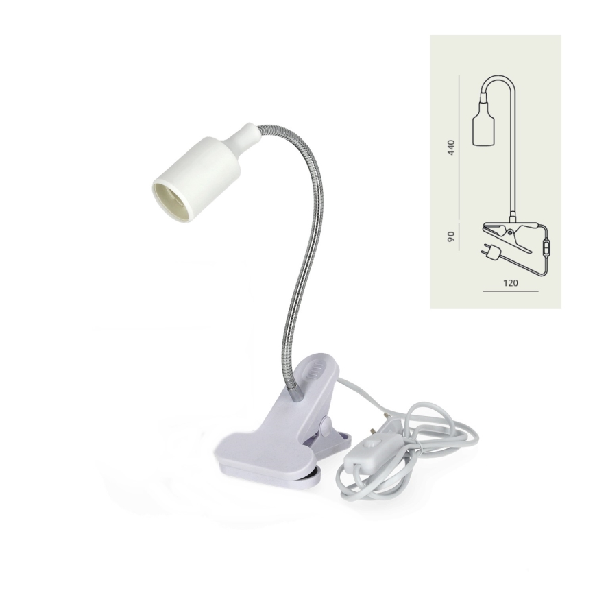 Flexibilná stolná lampa s klipom CLIP 1xE27/30W/230V biela