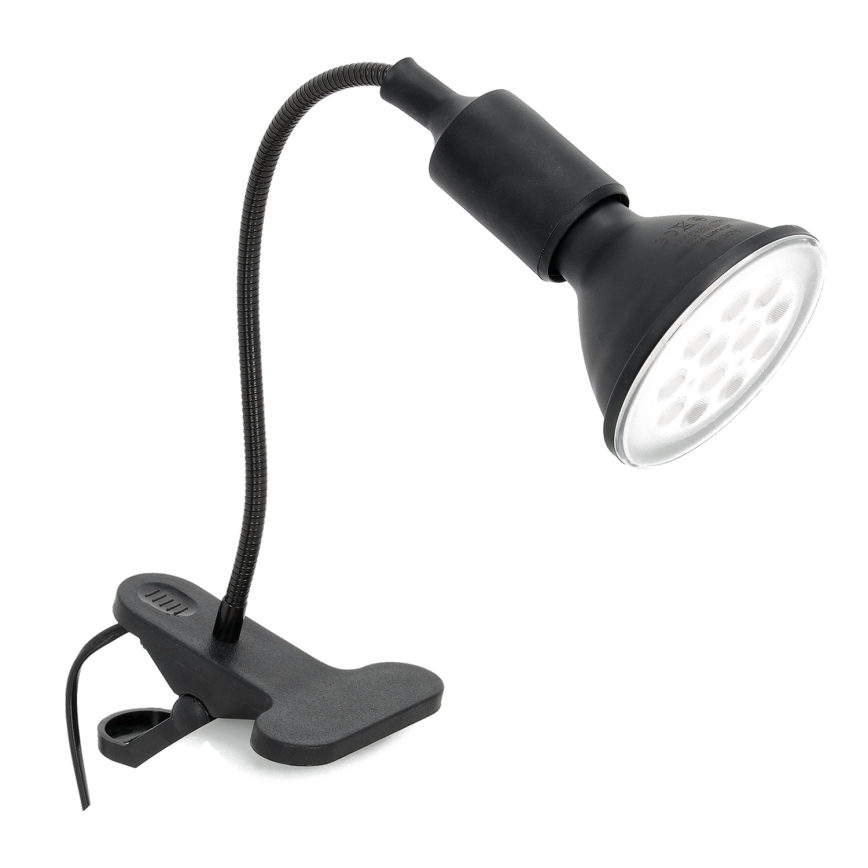 Flexibilná stolná lampa s klipom CLIP 1xE27/30W/230V čierna