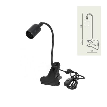 Flexibilná stolná lampa s klipom CLIP 1xE27/30W/230V čierna