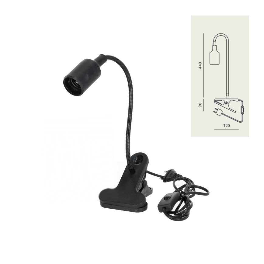 Flexibilná stolná lampa s klipom CLIP 1xE27/30W/230V čierna