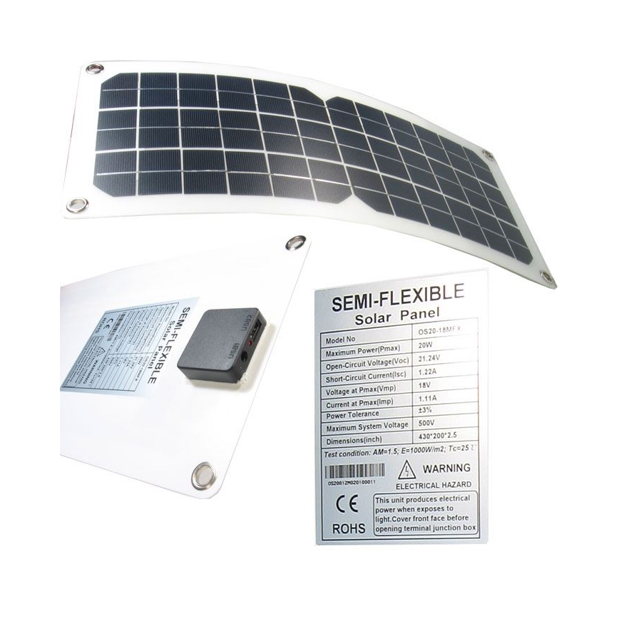 Flexibilný fotovoltaický panel USB 20W/12V