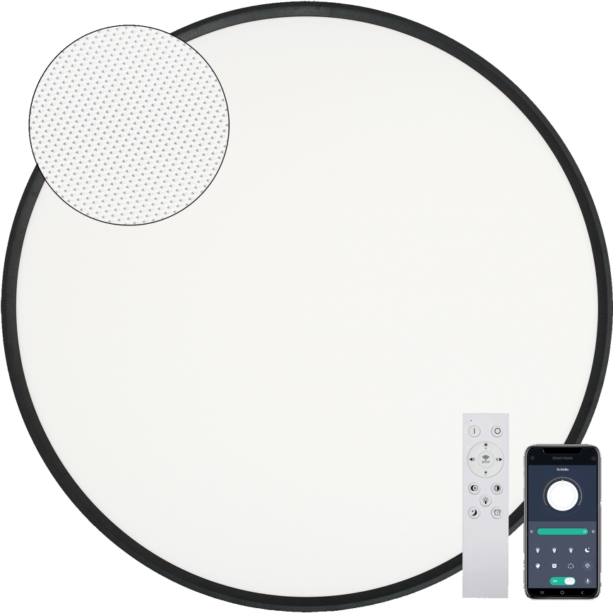 Fulgur s-43059 - LED stmievateľné stropné svietidlo NOMY LED/50W/230V 3000-6500K priemer 60 cm UGR19 IP40 Wi-Fi čierne + diaľkové ovládanie