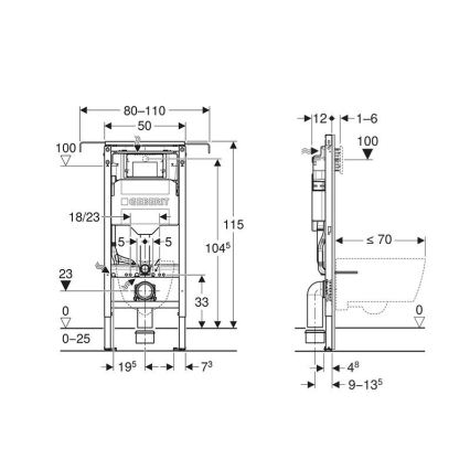 Geberit 111.355.00.6 - Podomietkový modul pre závesné WC Duofix 115 cm