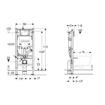 Geberit 111.364.00.6 - Podomietkový modul pre závesné WC Duofix 112 cm