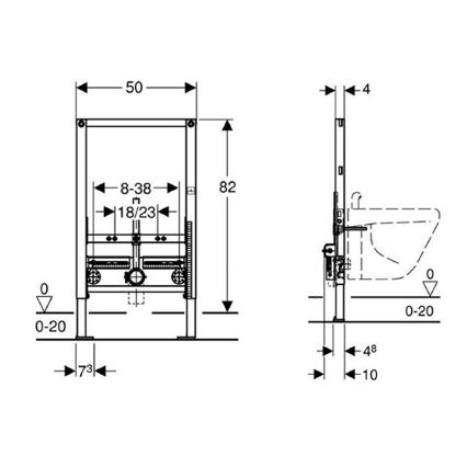 Geberit 111.515.00.1 - Podomietkový modul pre bidet Duofix 82 cm