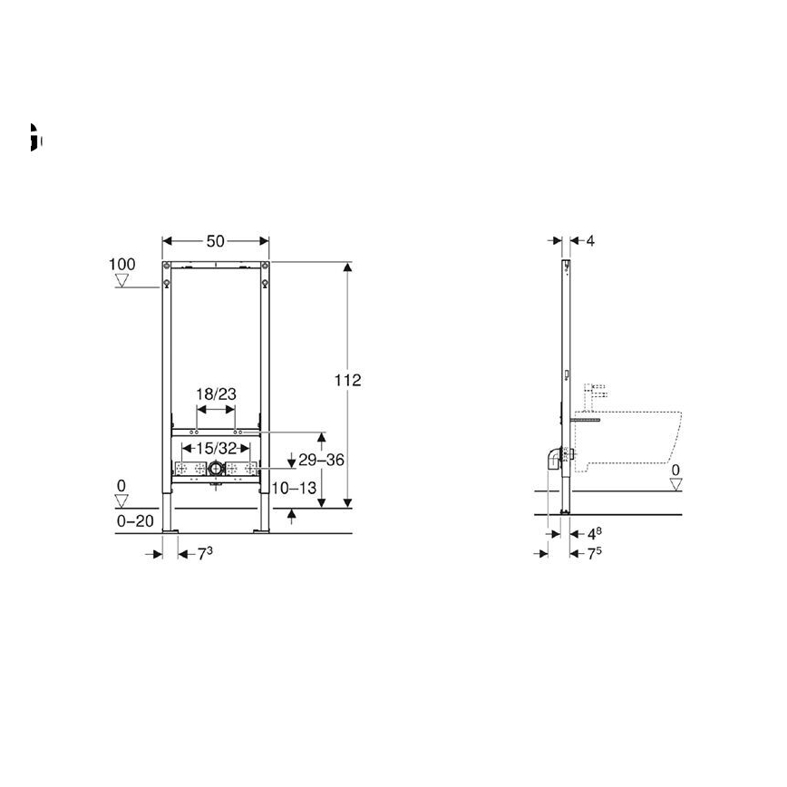 Geberit 111.534.00.2 - Podomietkový modul Duofix pre bidet 112 cm