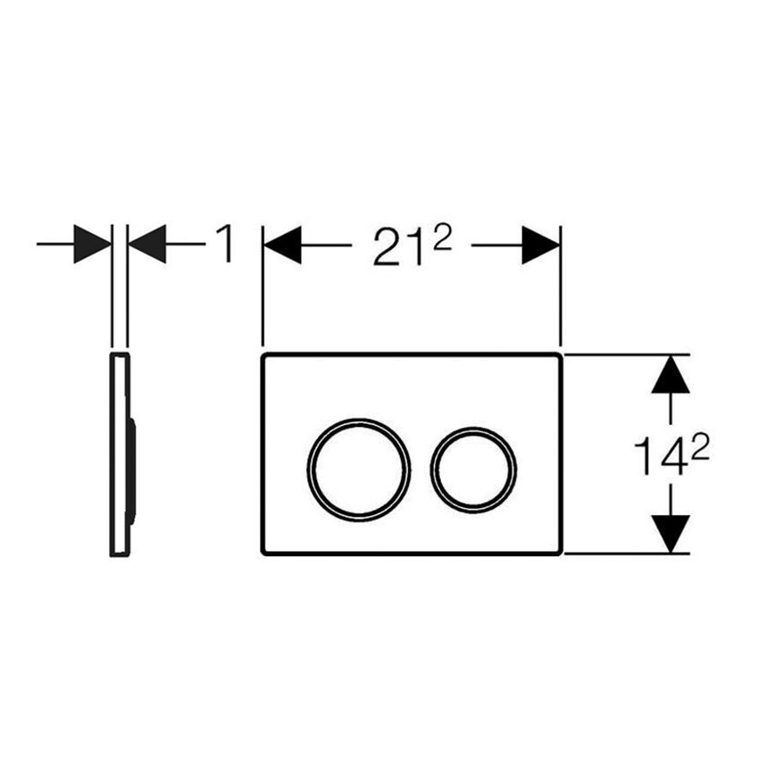 Geberit 115.085.KM.1 - Splachovacie tlačidlo Omega20 21,2x14,2 cm čierne/lesklý chróm