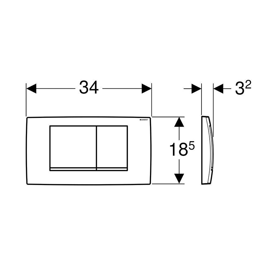 Geberit 115.899.KH.1 - Splachovacie tlačidlo Twinline30 34x18,5 cm lesklý chróm/matný chróm