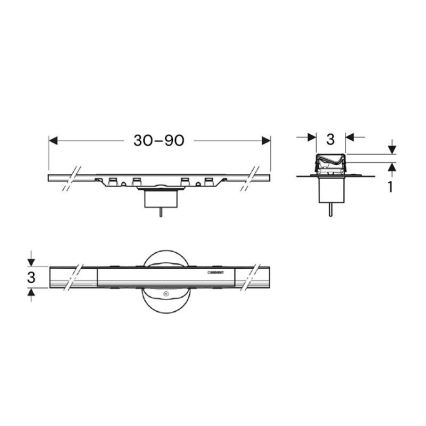 Geberit 154.446.QC.2 - Odtokový žľab CleanLine 90x3 cm antracit