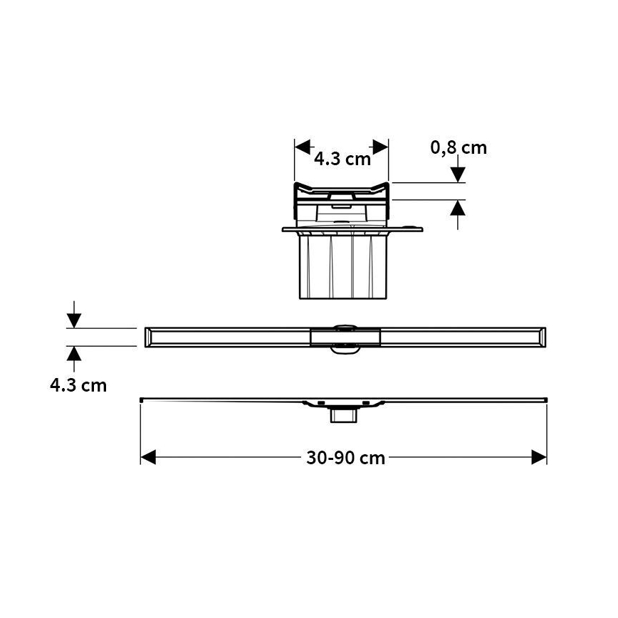 Geberit 154.451.KS.1 - Odtokový žľab CleanLine 130x4,3 cm, nerezová oceľ