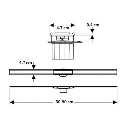 Geberit 154.458.00.1 - Odtokový žľab CleanLine 90x4,7 cm nerezová oceľ