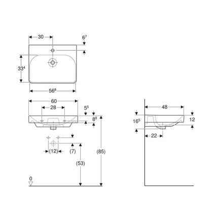 Geberit 500.229.01.1 - Závesné umývadlo Smyle Square 60x48 cm keramika/biela