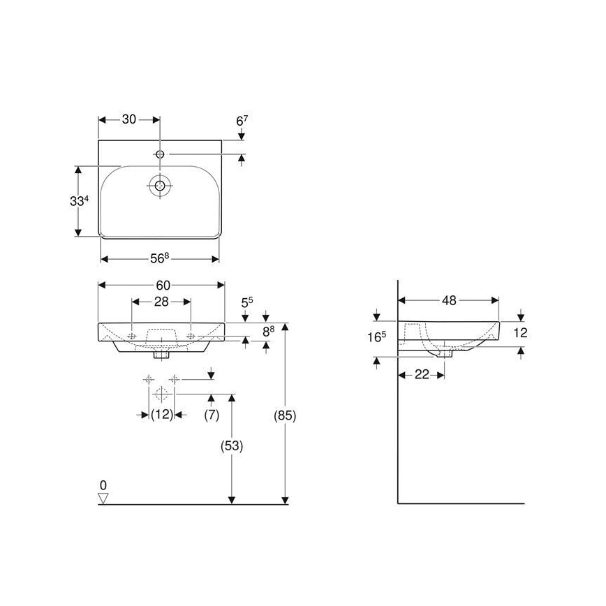 Geberit 500.229.01.1 - Závesné umývadlo Smyle Square 60x48 cm keramika/biela