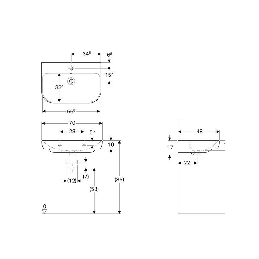 Geberit 500.248.01.1 - Závesné umývadlo Smyle 70x48 cm keramika/biela
