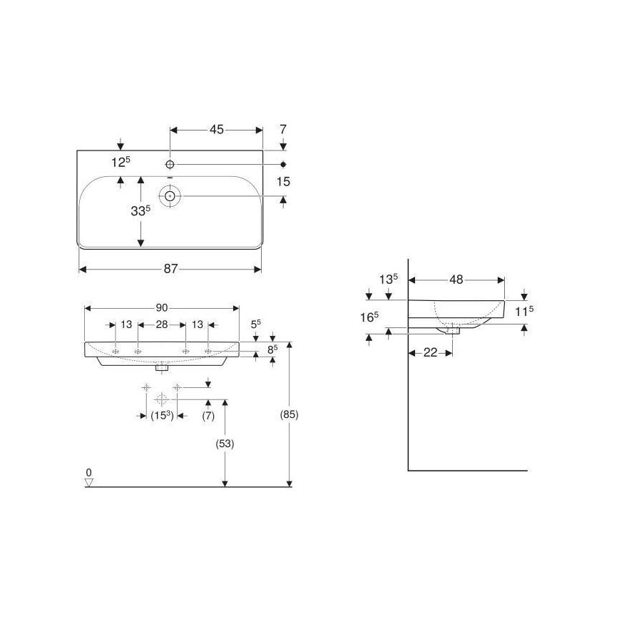 Geberit 500.251.01.1 - Závesné umývadlo Smyle Square 90x48 cm keramika/biela