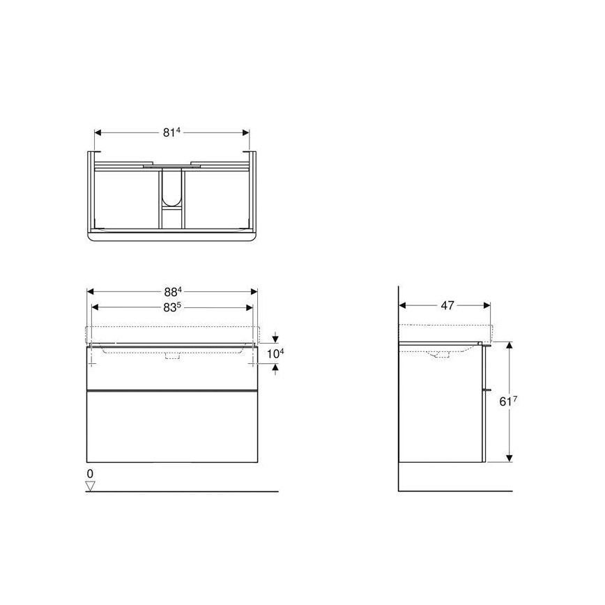 Geberit 500.354.00.1 - Kúpeľňová skrinka pod umývadlo Smyle Square 61,7x88,4 cm biela
