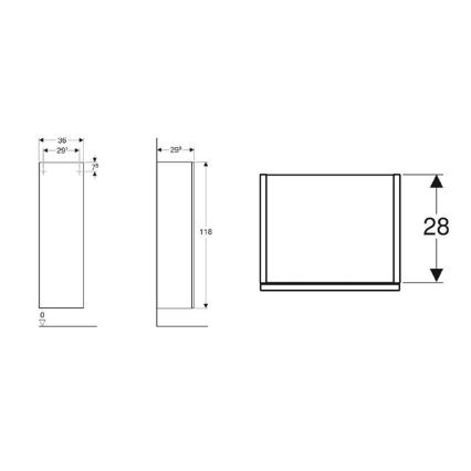 Geberit 500.361.JR.1 - Závesná kúpeľňová skrinka Smyle Square 118x36 cm orech