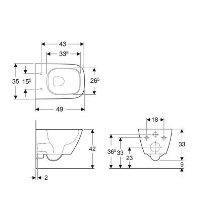Geberit 500.379.01.1 - Závesné WC Rimfree Smyle Square keramika/biela