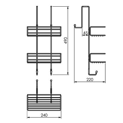 Gedy - Nástenná polica do sprchy CHROM LINE 49x24 cm matná čierna