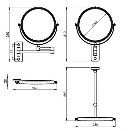 Gedy - Nástenné kozmetické zrkadlo GAIA lesklý chróm