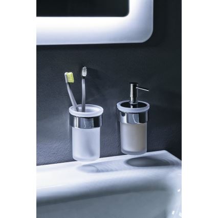Gedy - Nástenný dávkovač mydla PIRENEI 110 ml mliečne sklo/lesklý chróm