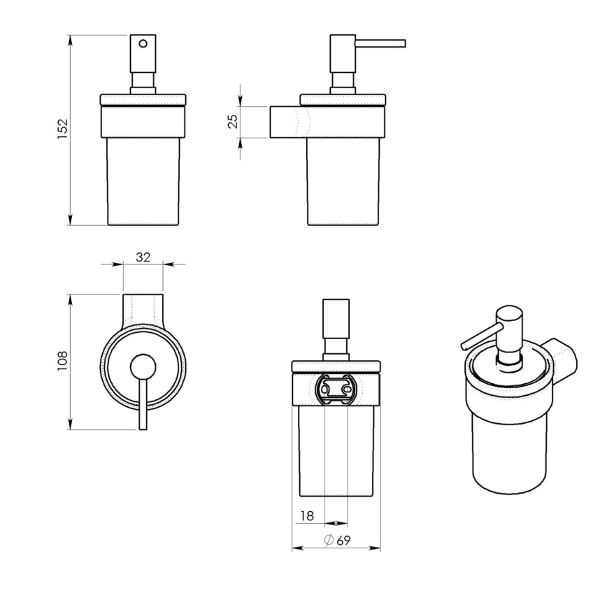 Gedy - Nástenný dávkovač mydla PIRENEI 110 ml mliečne sklo/lesklý chróm