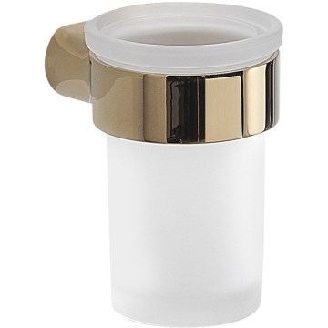 Gedy - Nástenný držiak na zubné kefky PIRENEI mliečne sklo/zlatá