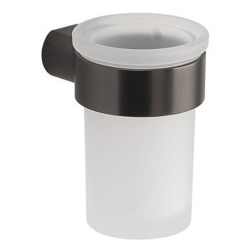 Gedy - Nástenný stojan na zubné kefky PIRENEI mliečne sklo/metalická sivá