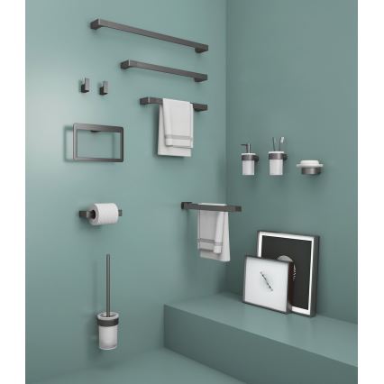 Gedy - Nástenný stojan na zubné kefky PIRENEI mliečne sklo/metalická sivá