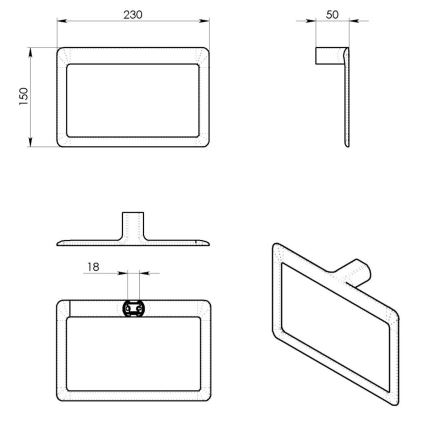 Gedy - Nástenný vešiak na uteráky PIRENEI 15x23 cm metalicky sivý