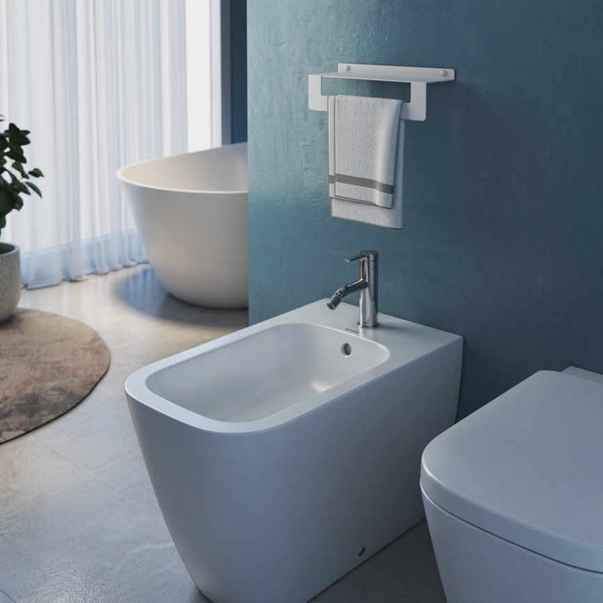 Gedy - Polica s vešiakom na uteráky CLEO 50 cm matná biela