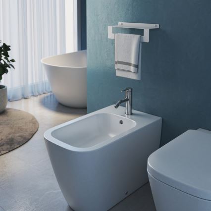 Gedy - Polička s vešiakom na uteráky CLEO 30 cm matná biela