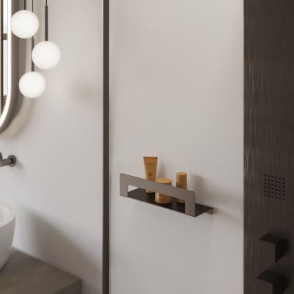 Gedy - Polička s vešiakom na uteráky CLEO 50 cm metalická sivá