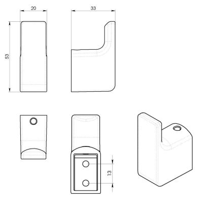 Gedy - SADA 2 ks nástenných háčikov PIRENEI, matná zlatá
