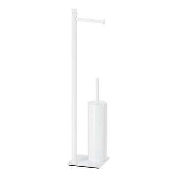 Gedy - Samostoječa WC ščetka z držalom za toaletni papir TRILLY, mat bela
