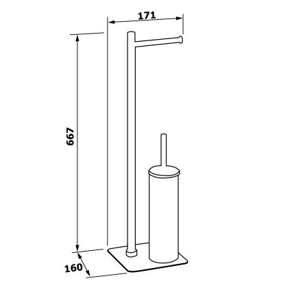 Gedy - Stojaca WC kefa s držiakom na toaletný papier FLORI lesklý chróm