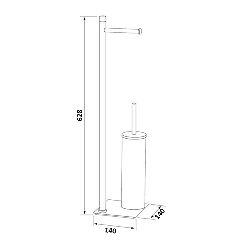 Gedy - Stojaca WC kefa s držiakom na toaletný papier TRILLY matná čierna/bambus