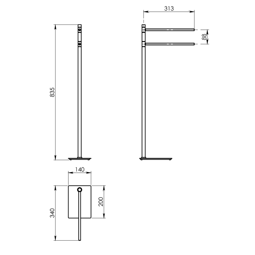 Gedy - Stojan na uteráky TRILLY 83,5 cm matná čierna/bambus