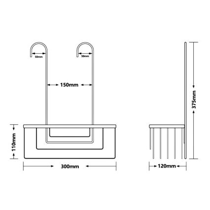 Gedy - Závesná polica do sprchy SMART 37,5x30 cm metalická sivá