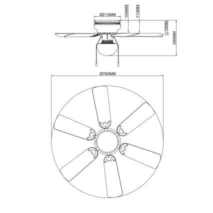 GLOBO - Stropný ventilátor 1xE27/60W/230V