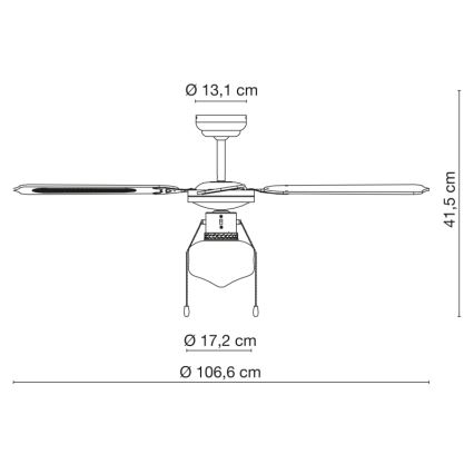 Globo 0309CSW - Stropný ventilátor CHAMPION 1xE27/60W/230V