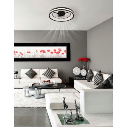 Globo - LED Stmievateľné stropné svietidlo s ventilátorom LED/30W/230V 2700-6500K čierna + diaľkové ovládanie