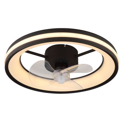 Globo - LED Stmievateľné stropné svietidlo s ventilátorom LED/30W/230V 2700-6500K čierna + diaľkové ovládanie