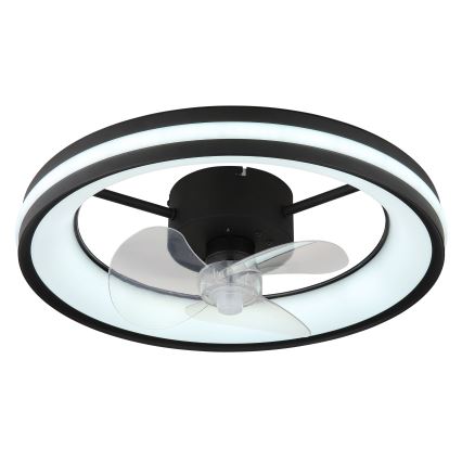 Globo - LED Stmievateľné stropné svietidlo s ventilátorom LED/30W/230V 2700-6500K čierna + diaľkové ovládanie