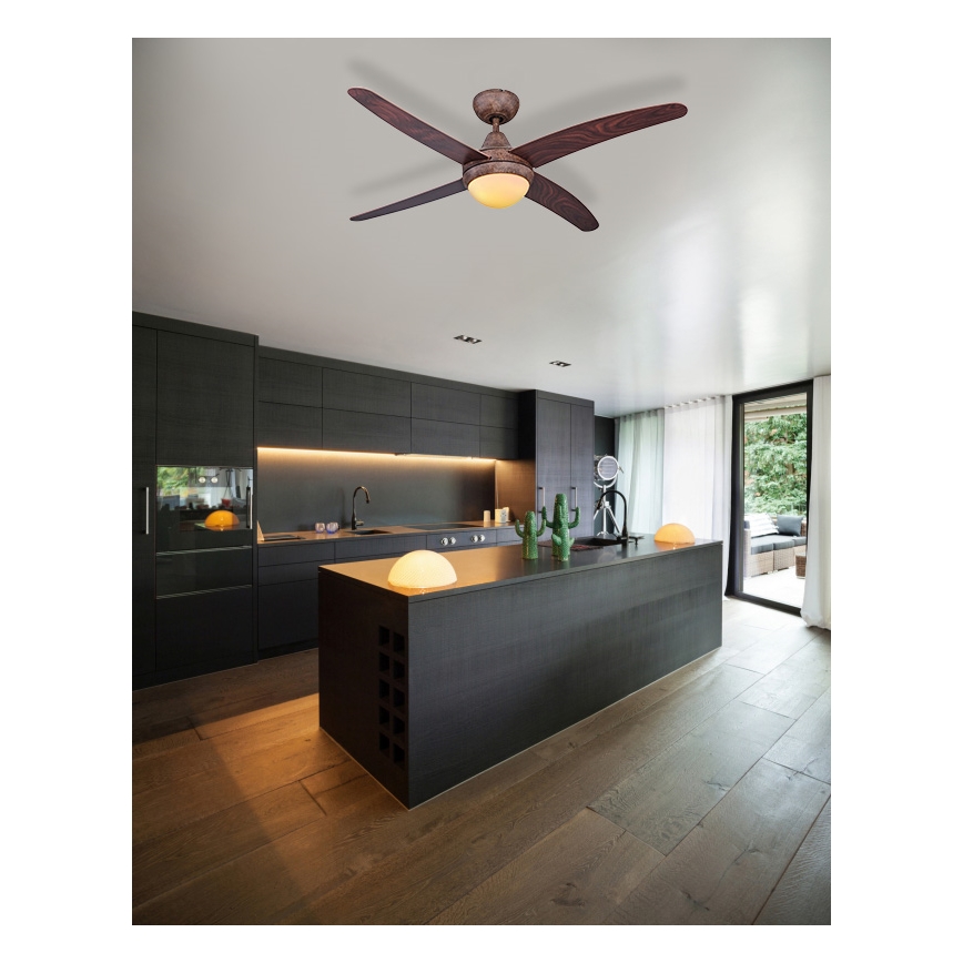 Globo - Stropný ventilátor 2xE14/60W/230V + diaľkové ovládanie