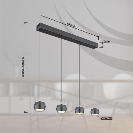 Globo - LED Luster na lanku 4xLED/6W/230V